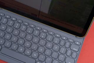 A close-up of the Logitech Slim Folio keyboard.