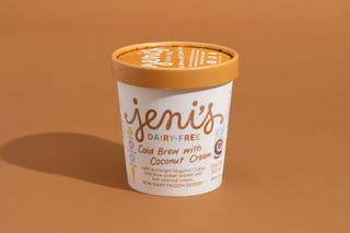 A pint of Jeni’s Dairy-Free Cold Brew with Coconut Cream ice cream.