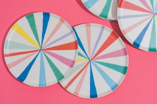 Meri Meri’s Large Bright Stripe Reusable Bamboo Plates.