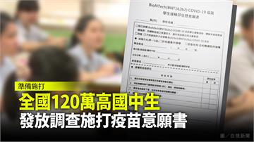 全國120萬高國中生  發放調查施打疫苗意願書