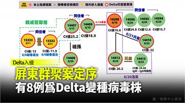 屏東群聚案定序  有8例為Delta變種病毒株