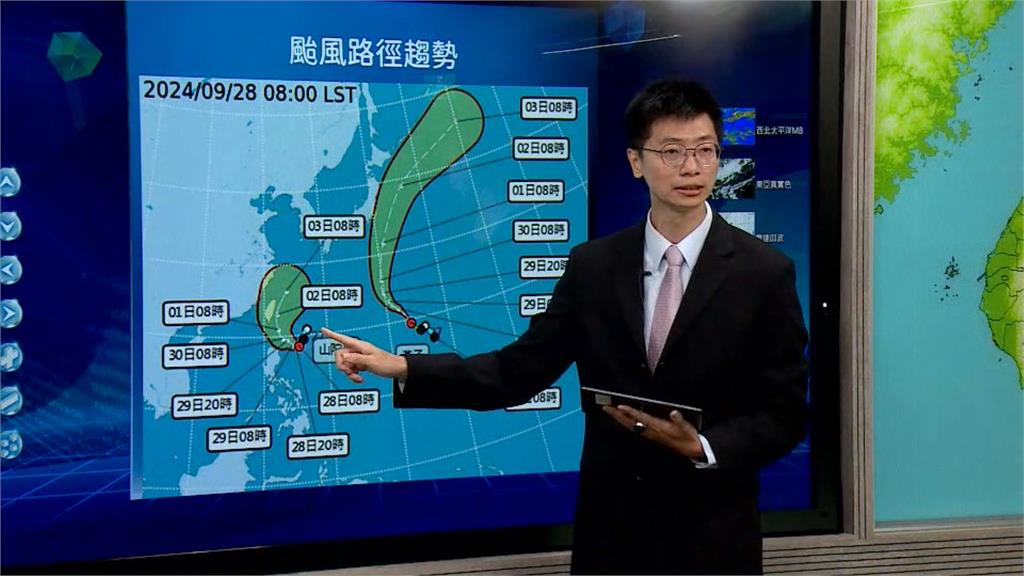 氣象署說明山陀兒颱風最新動態。圖／台視新聞