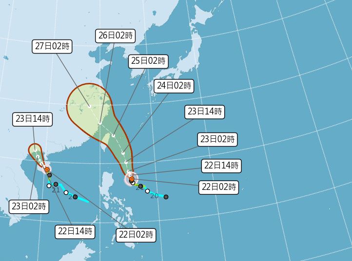 專家預估「凱米」颱風今白天增強為中度颱風。圖／翻攝自中央氣象署