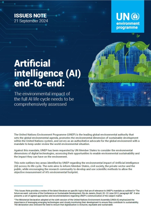 Artificial Intelligence (AI) end-to-end: The Environmental Impact of the Full AI Lifecycle Needs to be Comprehensively Assessed - Issue Note