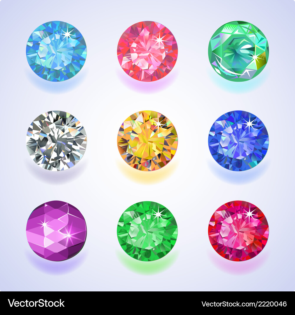 Round shape top view colored gems vector image