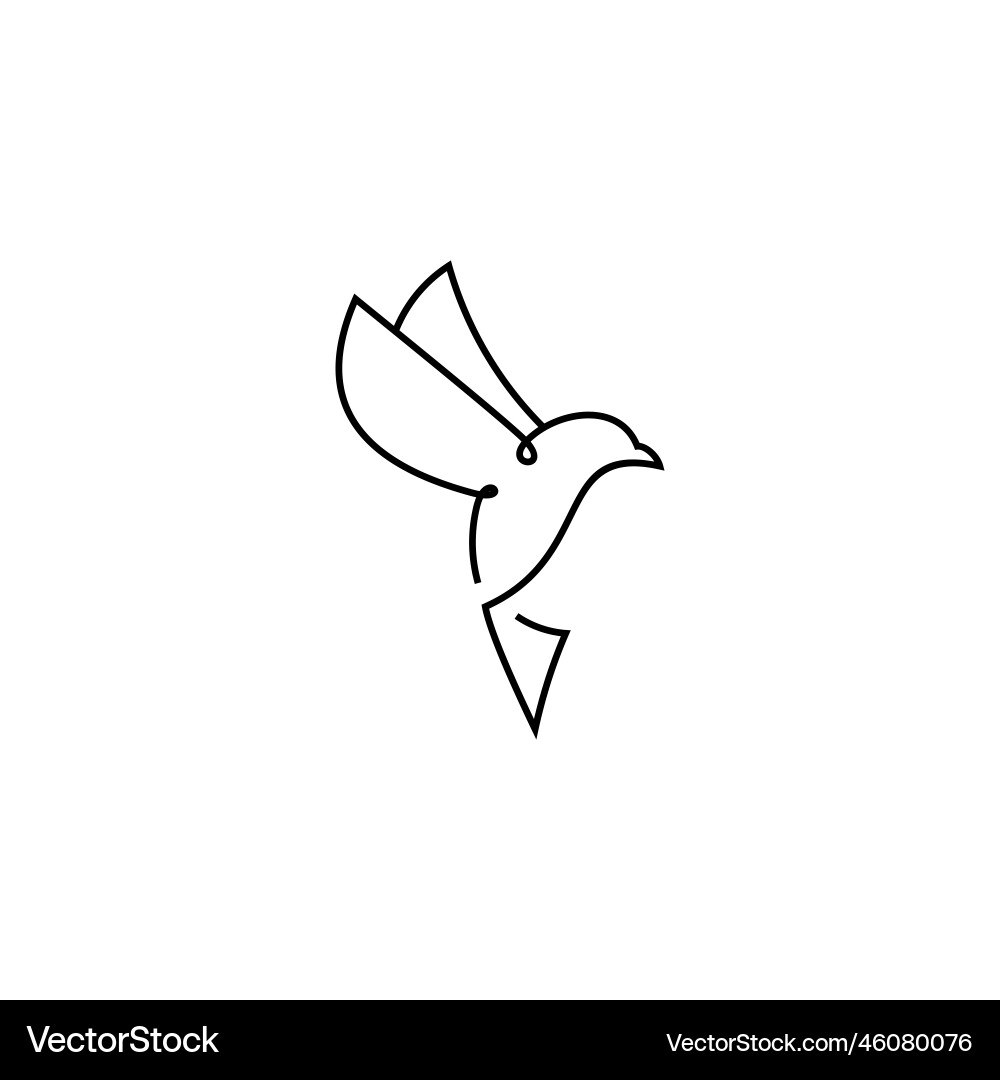 Continuous line drawing bird flying vector image