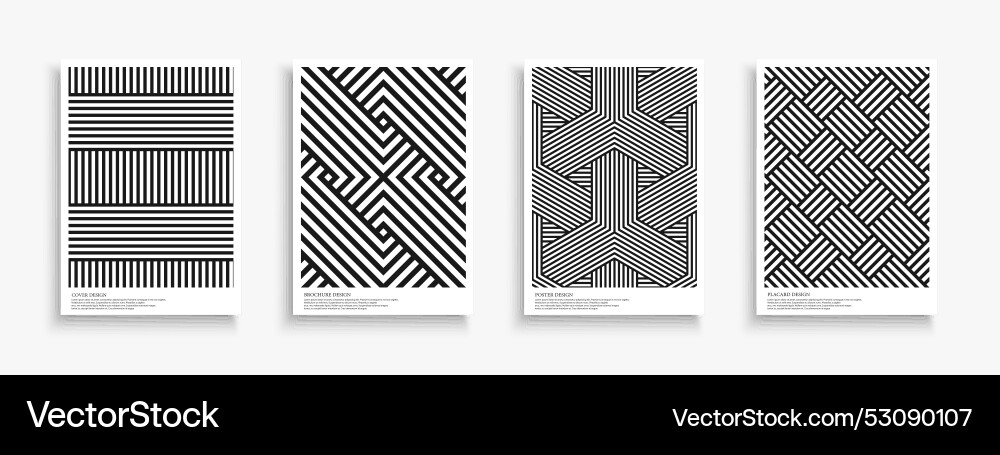 Collection of striped abstract geometric covers vector image