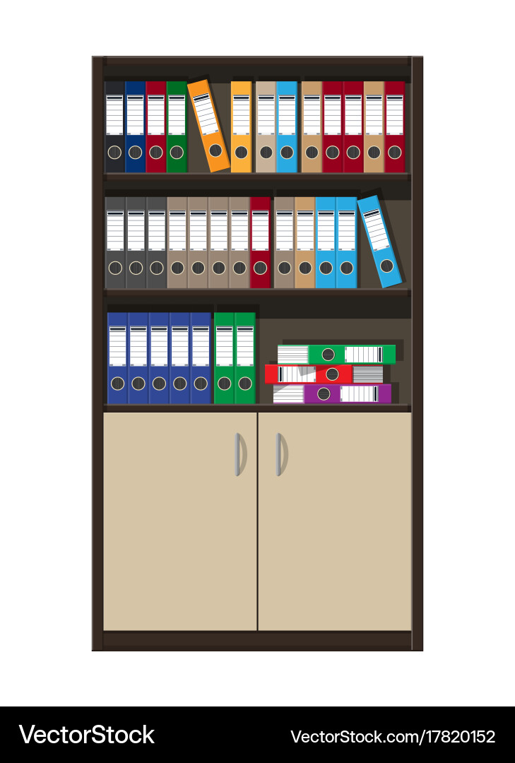 Cabinet and files ring binders office folders vector image