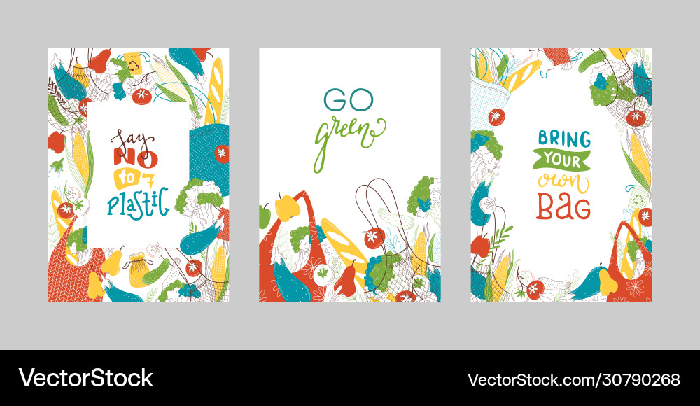 Greengrocery purchases handdrawn banners set vector image