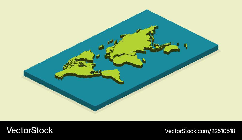 3d earth map in isometric design with shadow vector image