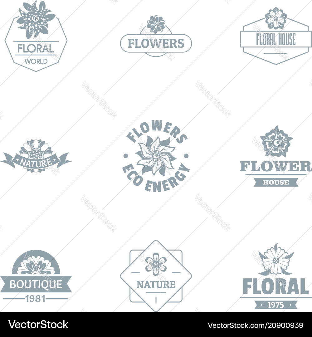 Florist logo set simple style vector image