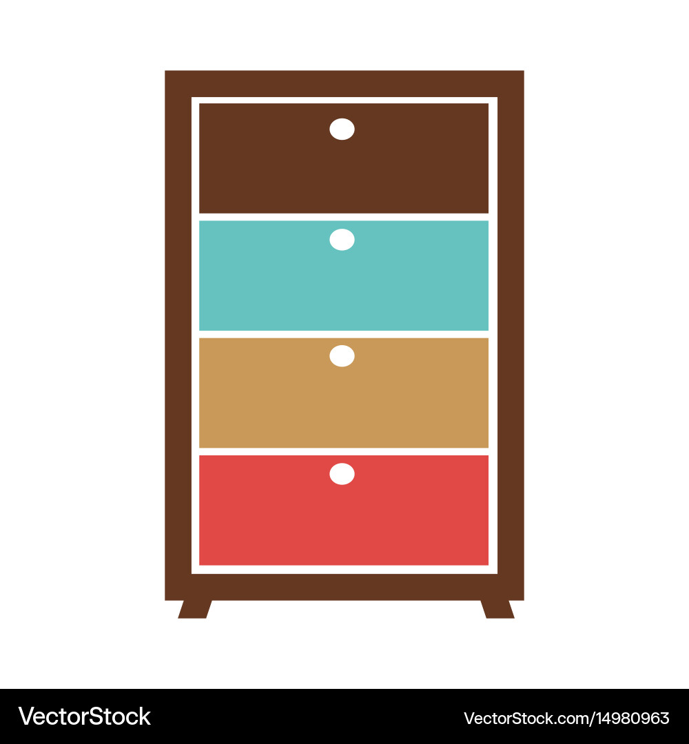 Small commode with colorful boxes vector image