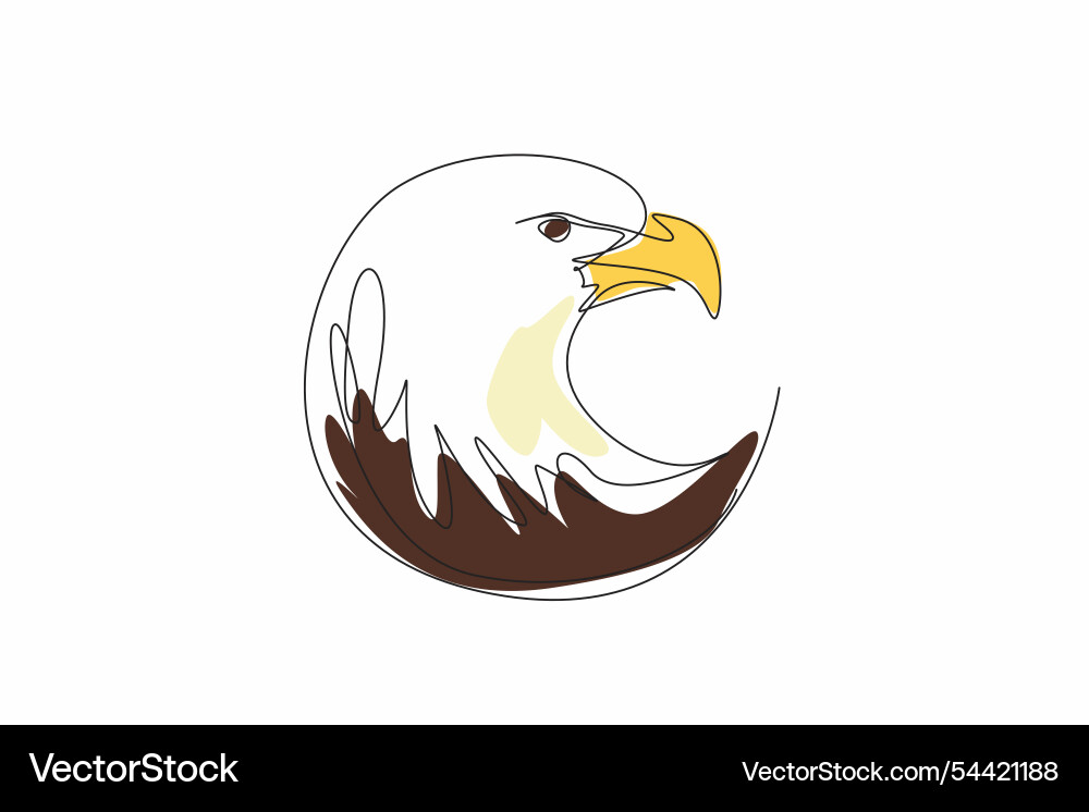 One single line drawing of rounded elegant eagle vector image