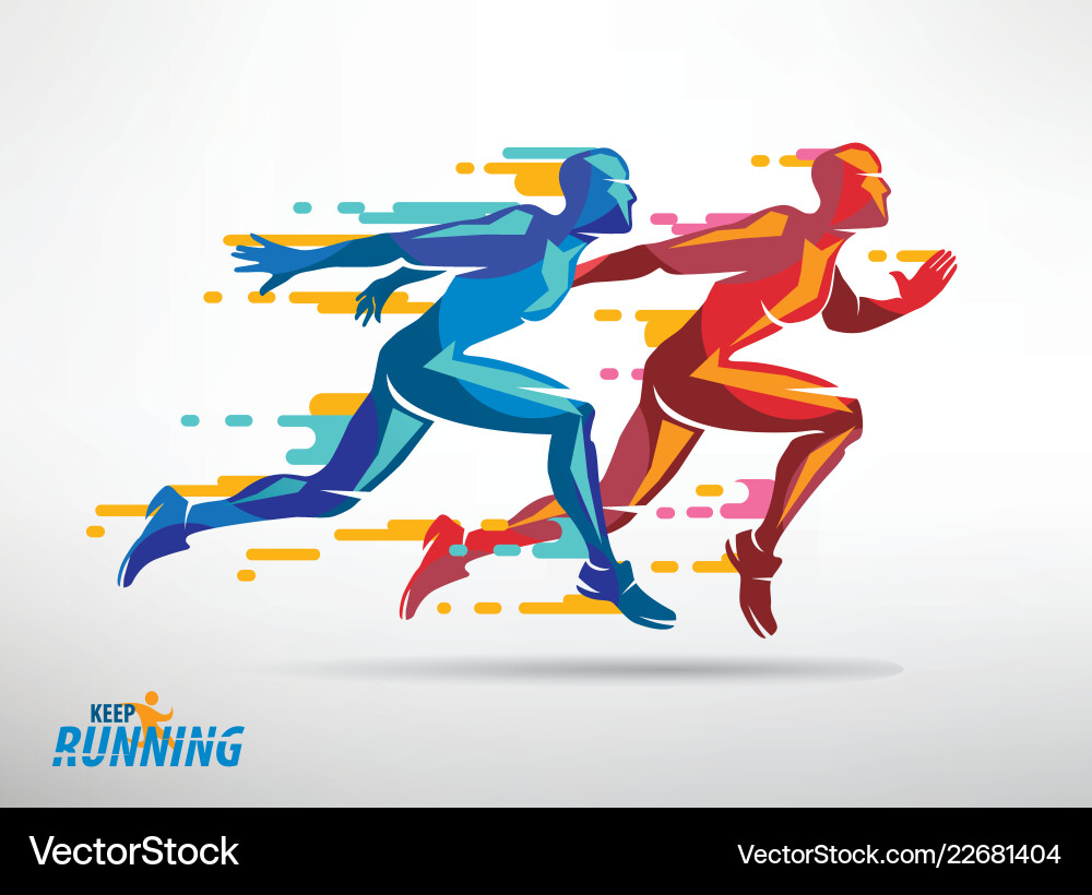 Running athletes symbol sport and competition vector image