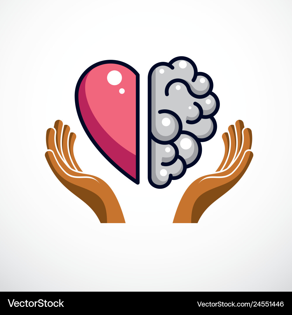 Heart and brain concept conflict between emotions vector image