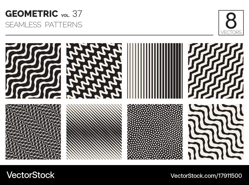 Minimal geometric seamless patterns set vector image