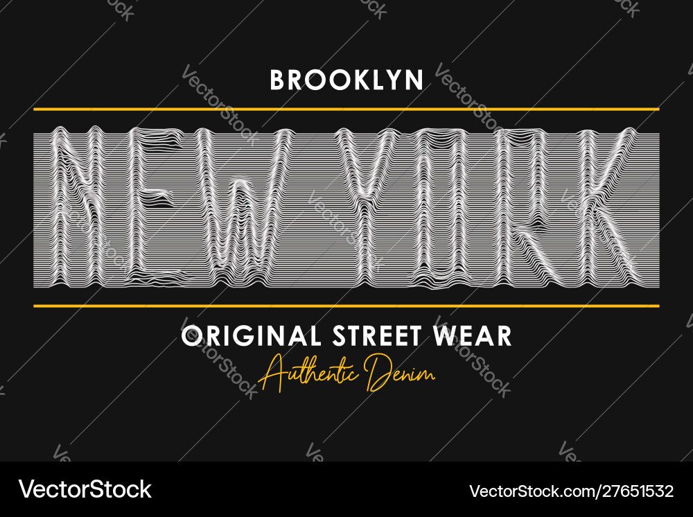 New york t-shirt design with slogan from 3d line vector image