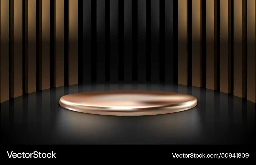 3d product display podium with golden panels vector image