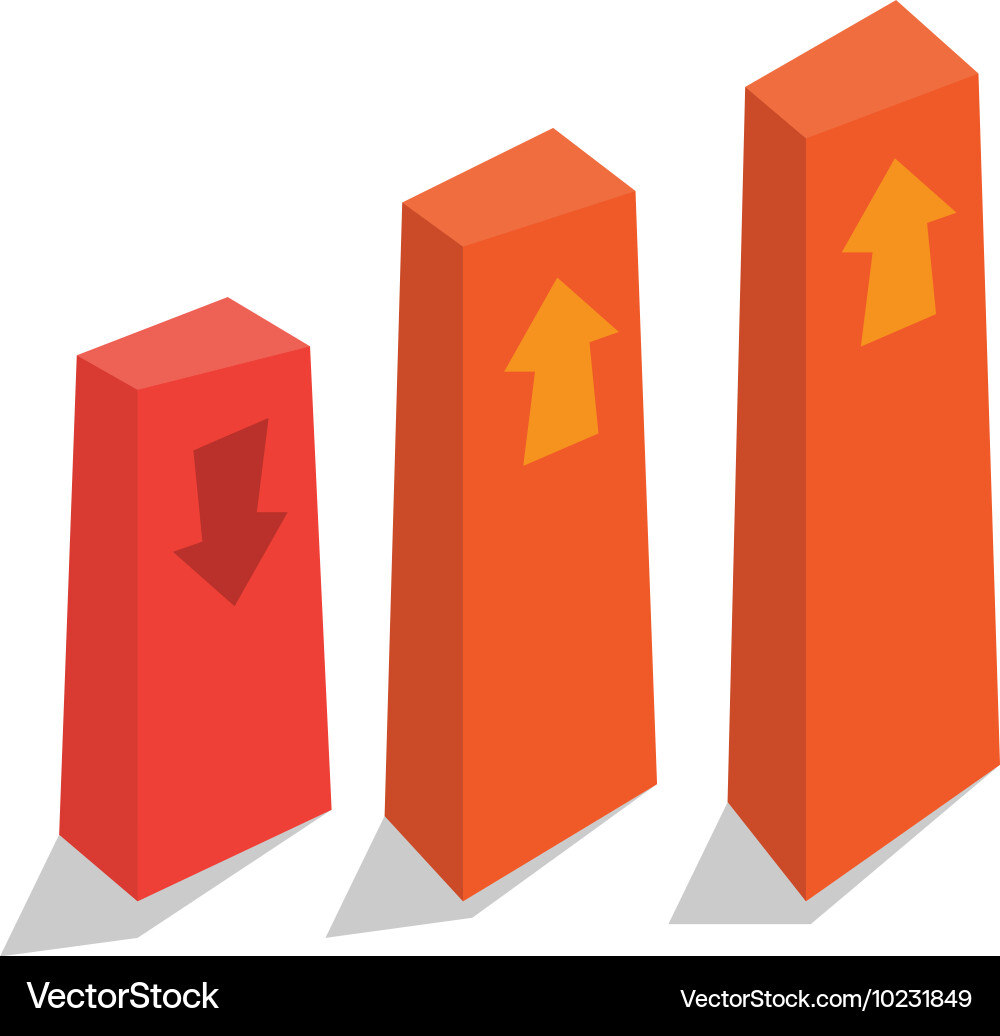 Bar chart with up and down arrows vector image