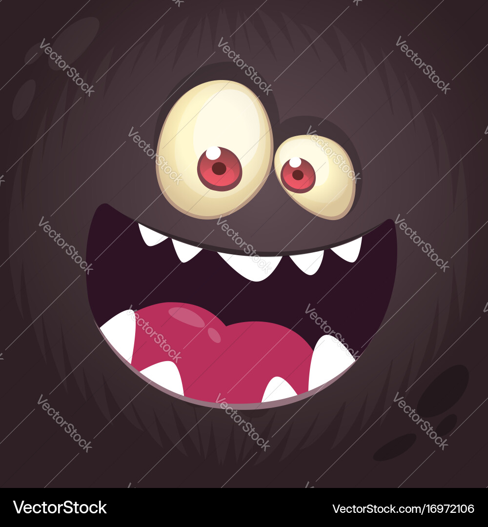 Cool cartoon black monster face vector image