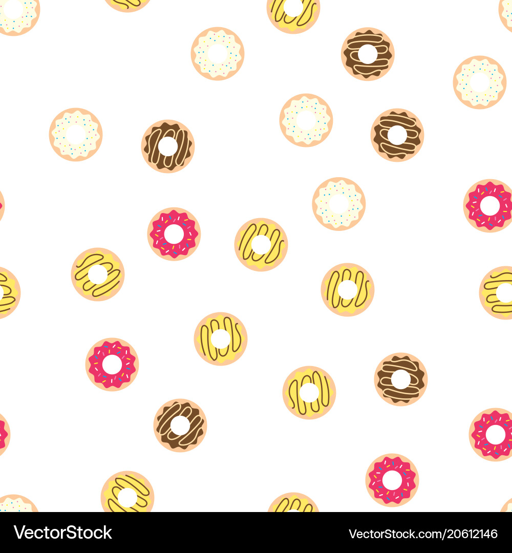 Donuts with colored glaze on pattern background vector image