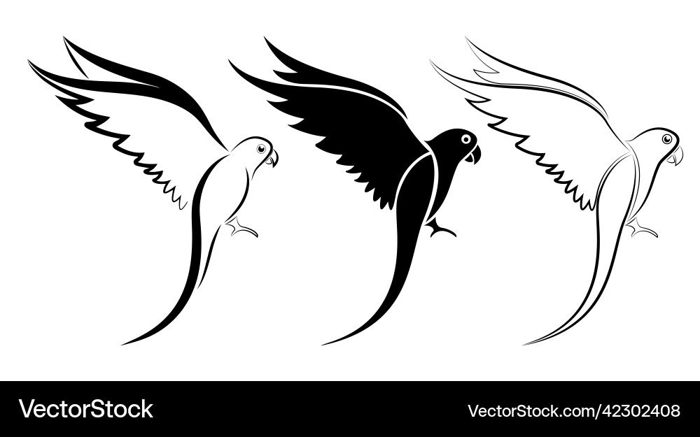 Parrot icon silhouette flying bird vector image