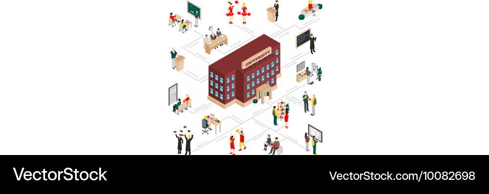 College university isometric infographics vector image