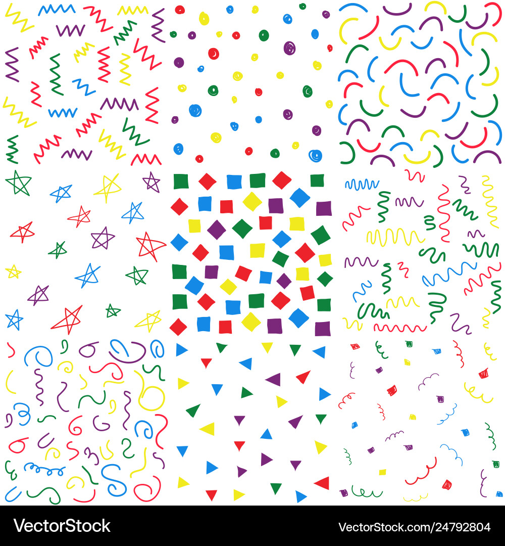 Hand drawn doodle seamless patterns vector image