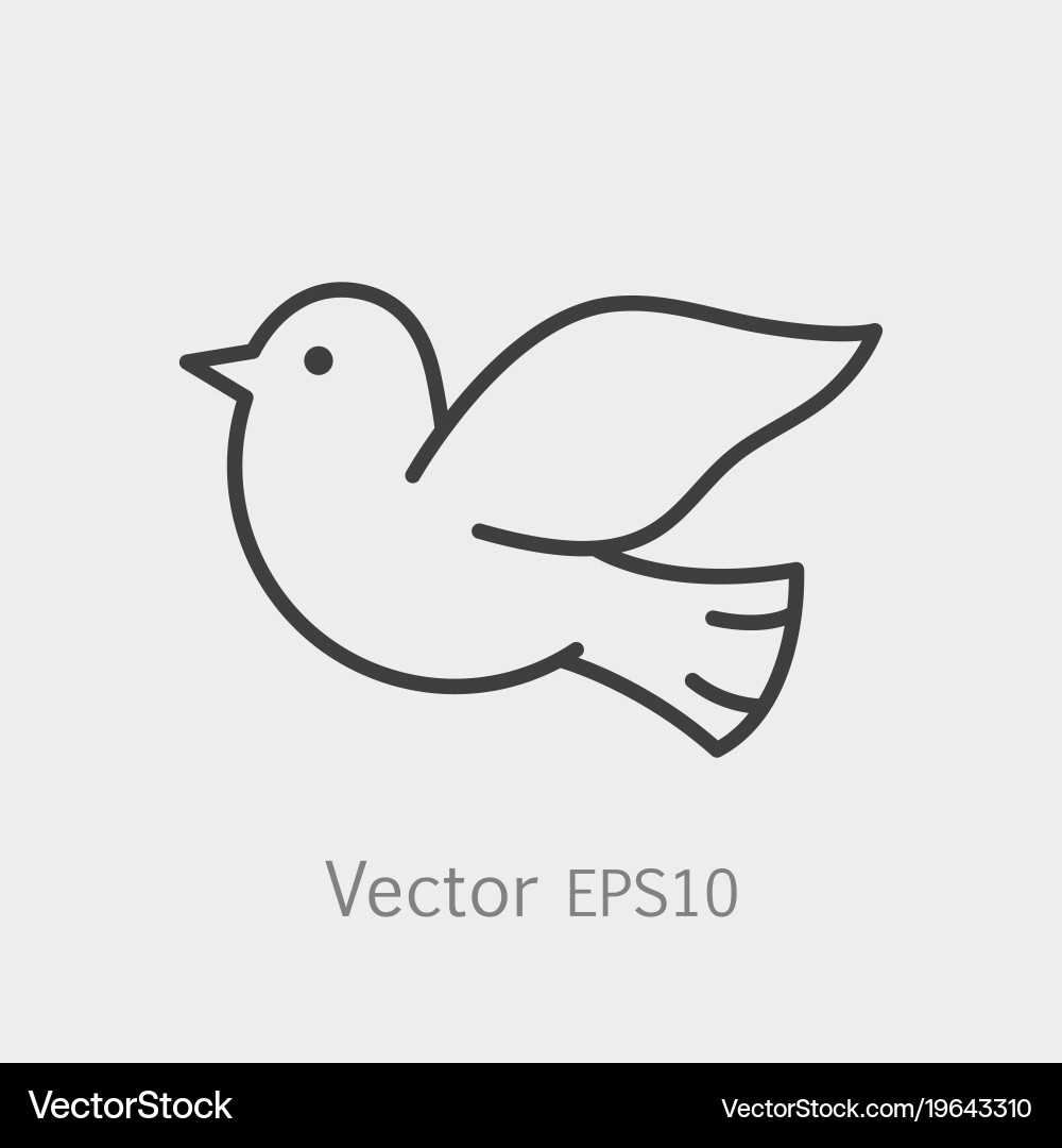 Symbol of peace dove thin line icon stroke vector image