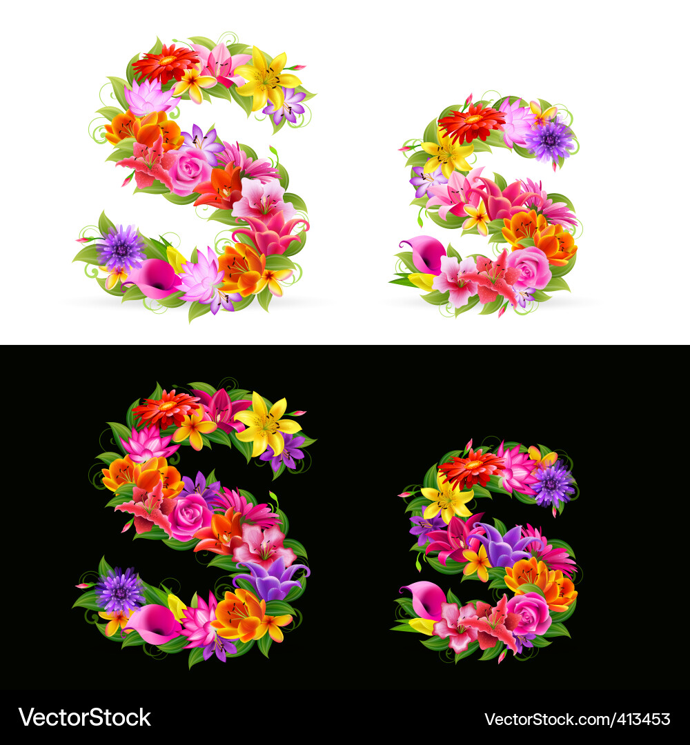 Flower font vector image