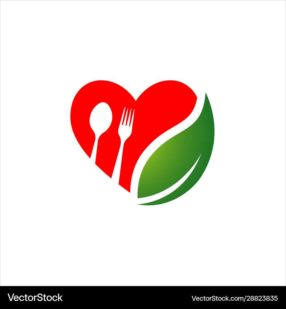 Healthy eating logo design silhouette heart vector image