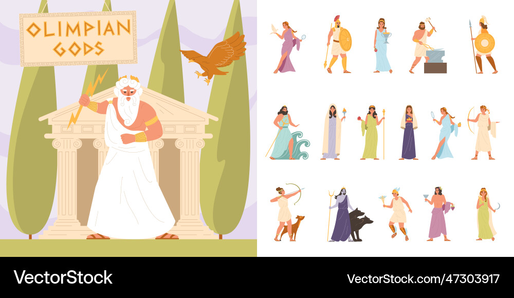 Olympic gods flat vector image