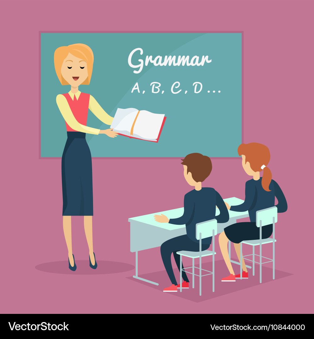 Children s grammar teaching vector image