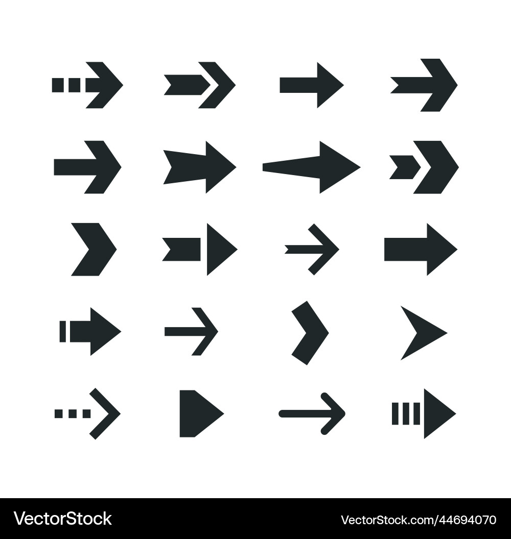 Arrow icons isolated arrows icon set vector image