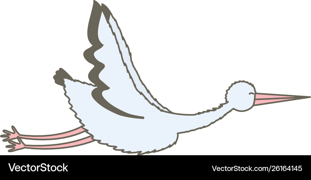 Stork bird flying baby character vector image