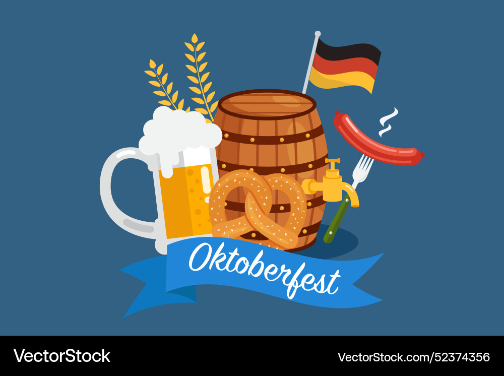 Happy oktoberfest party festival with beer vector image