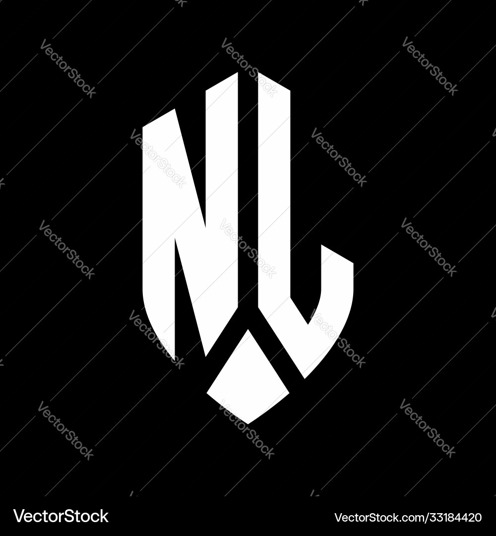 Nl logo monogram with emblem shield style design vector image