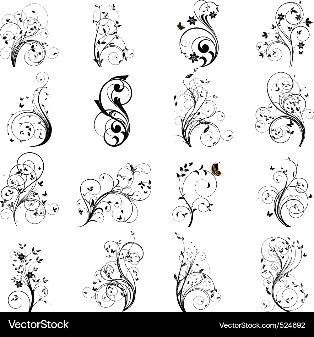 Floral elements vector image