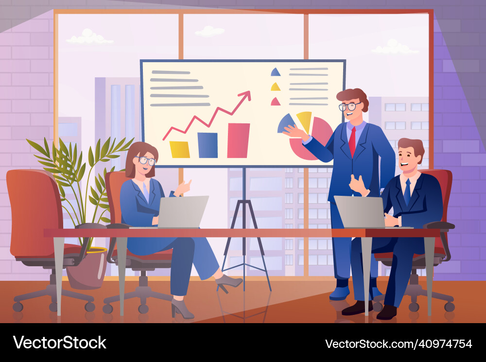 Meeting room concept in flat cartoon design vector image