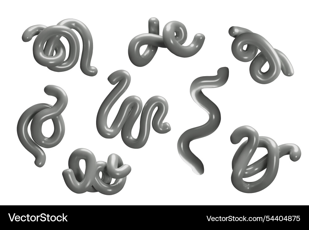 Collection of 3d abstract silver curves vector image