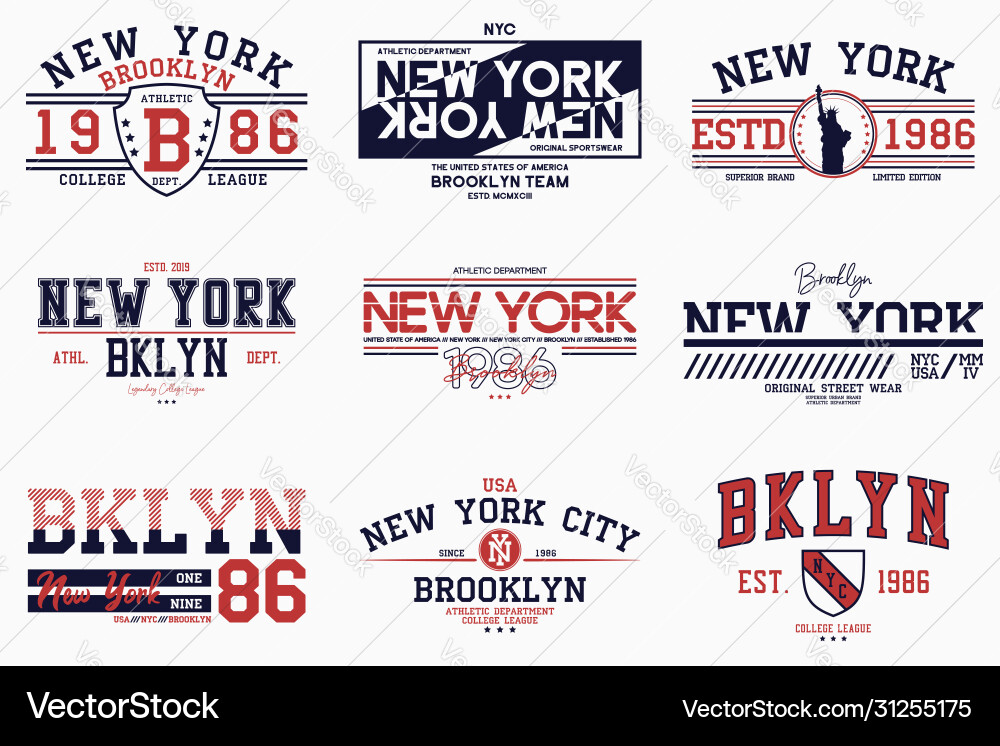 Set brooklyn new york slogan prints vector image