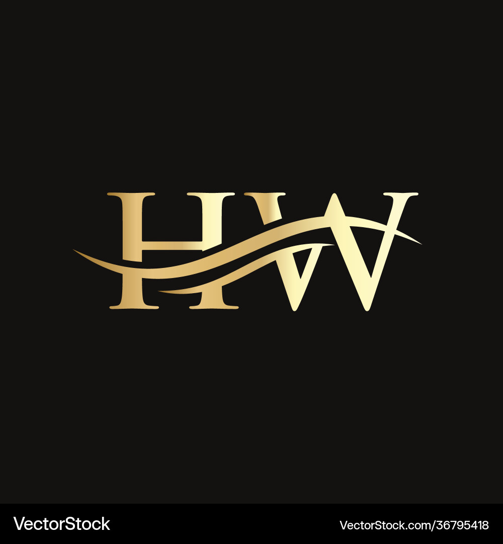 Water wave hw logo swoosh letter design vector image