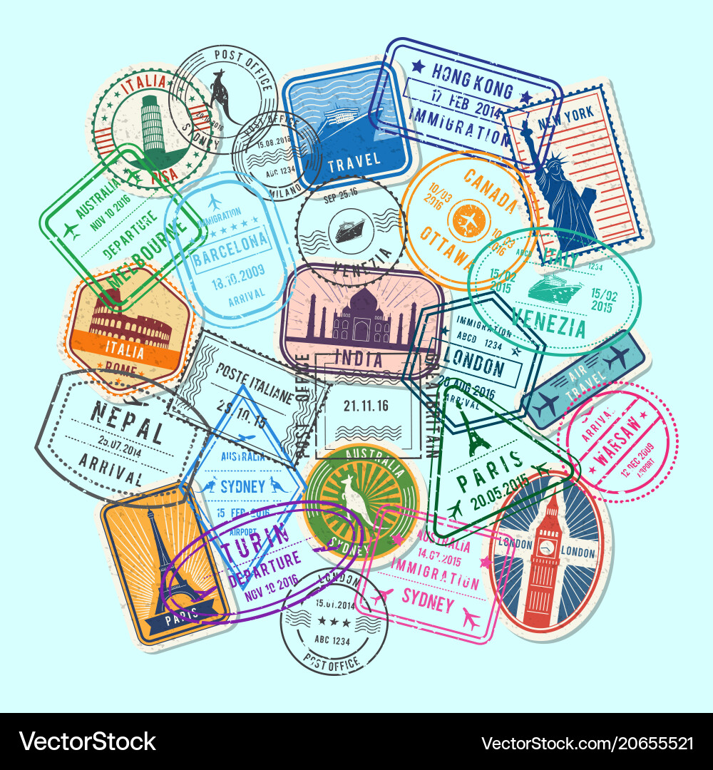 World post stamp marks vector image