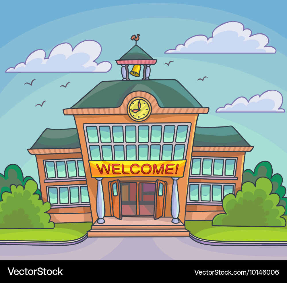 School building bright cartoon vector image