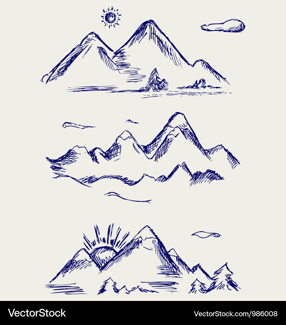 Various high mountain peaks vector image