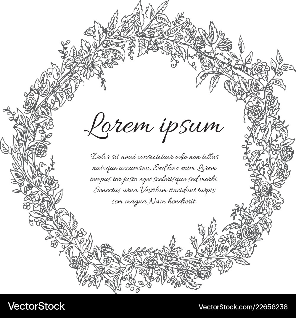 Handdrawn ink flower frame vector image