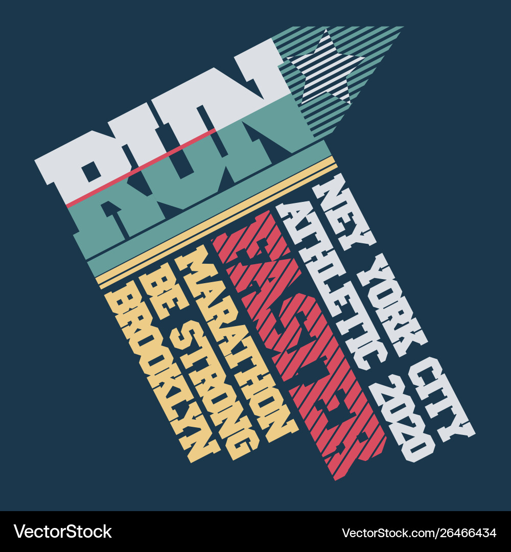 Run marathon typography t-shirt graphics sport vector image