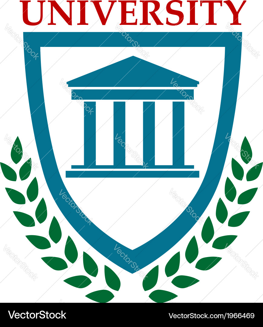 University emblem with laurel wreath vector image