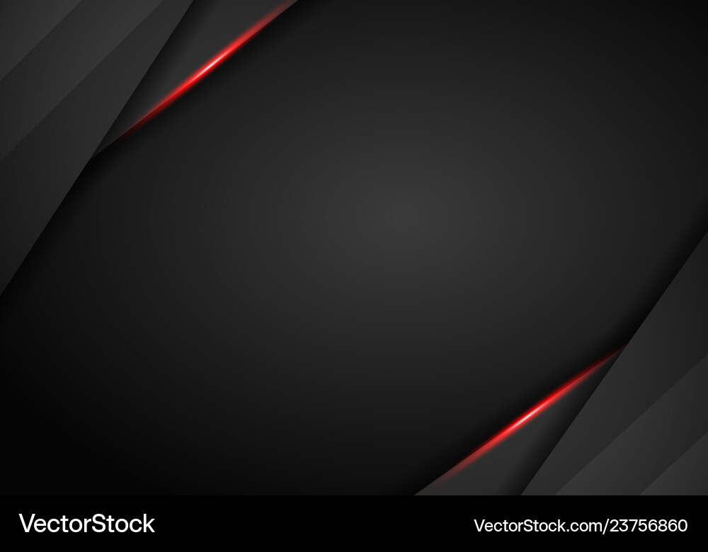 Tech black background with contrast red stripes vector image