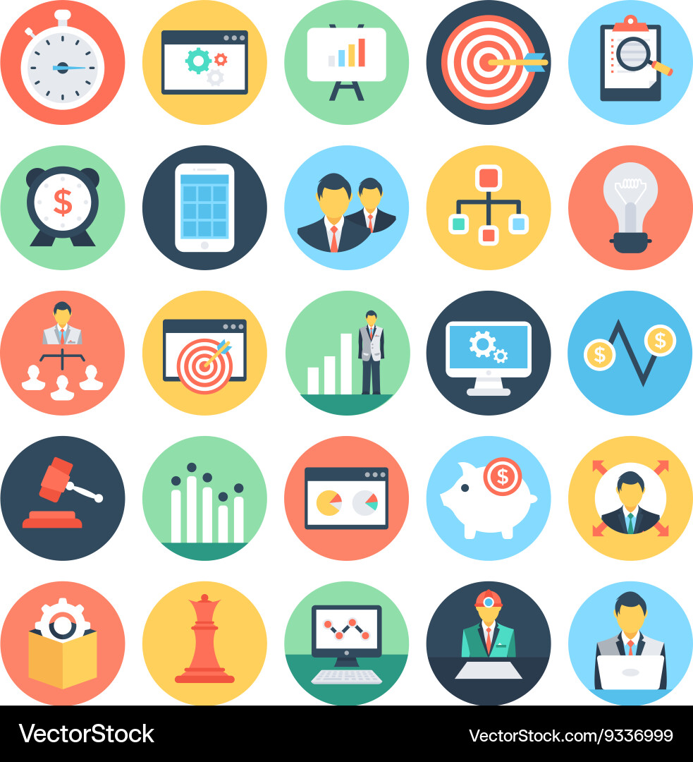 Project management colored icons 3 vector image